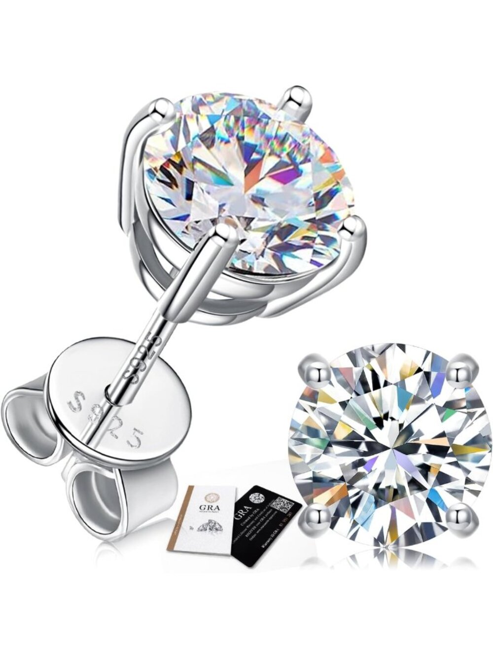 Stunning Moissanite Stud Earrings | 360° Brilliance | Round Cut | Sterling